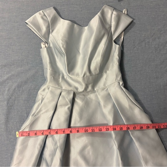 NWT Alfred Sung Satin Twill Mist Cap Sleeve Light Blue Dress Dessy Bridesmaid - Picture 5 of 11